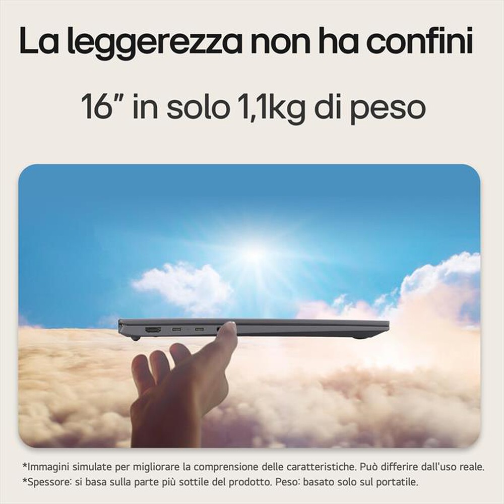 "LG - Notebook GRAM 16Z90S 16\" ultraleggero 512GB SSD-Grigio"