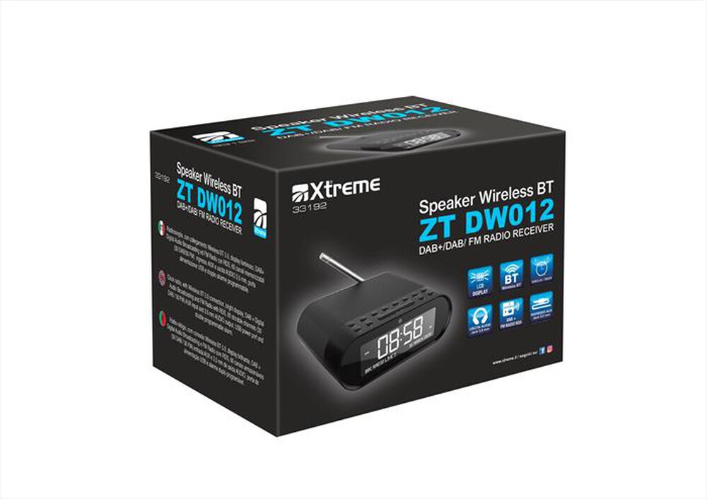 XTREME - RADIOSVEGLIA DAB/DAB+ ZT DW012-NERO