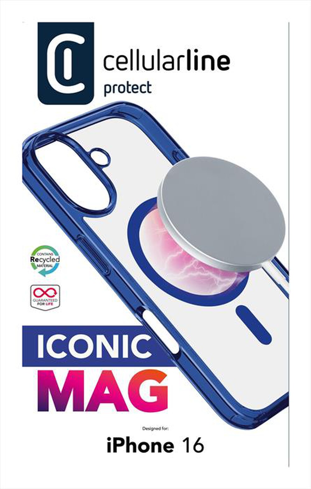 Immagine del prodotto CELLULARLINE - Cover case ICONIC MAG per iPhone 16-Blue