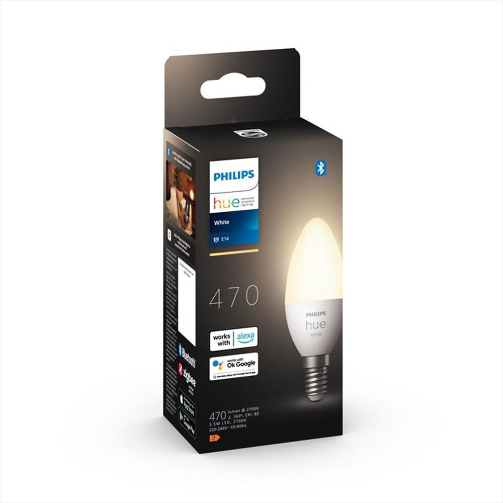 "PHILIPS - HUE WHITE LAMPADINA E14 40W-Luce Bianca Dimmerabile"