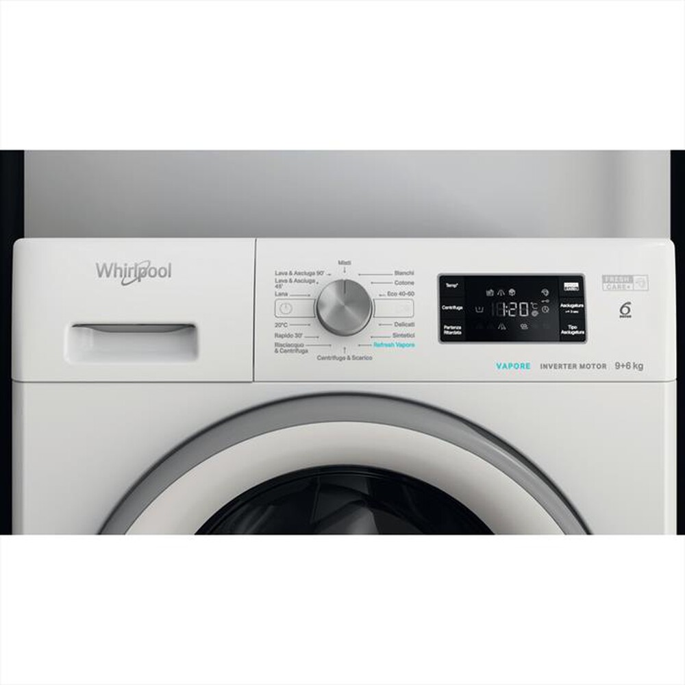 "WHIRLPOOL - Lavasciuga FFWDB 96436 SV IT 9/6 Kg Classe A-Bianco"