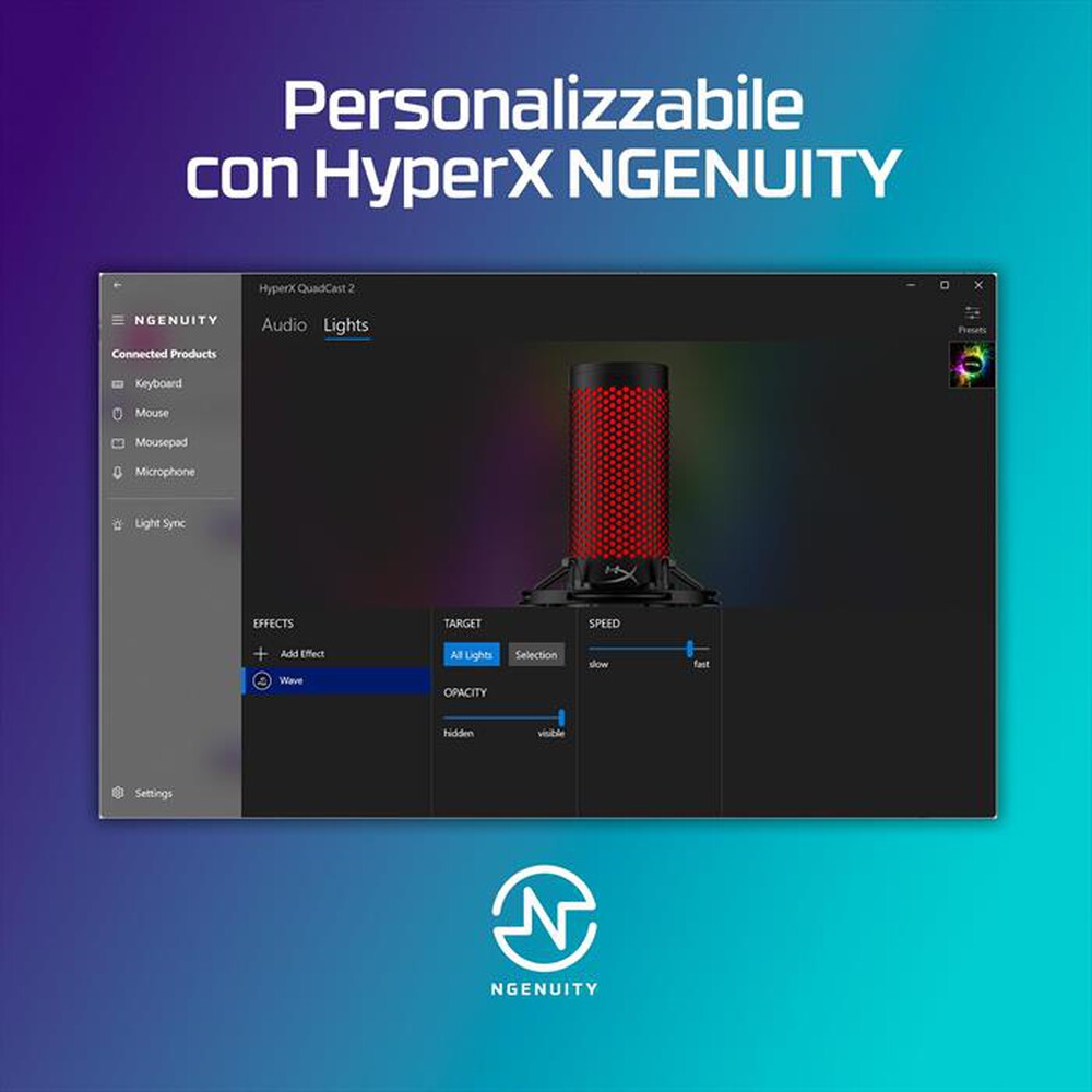 Immagine del prodotto HYPERX - Microfono USB Gaming QUADCAST 2 &ndash; USB-Nero