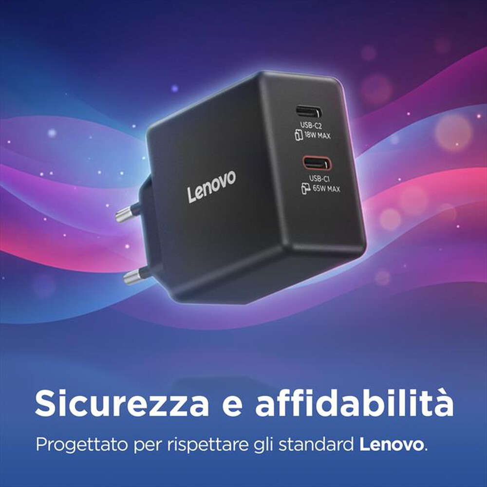 Immagine del prodotto LENOVO - Caricabatterie DUAL USB-C 65W GAN-NERO