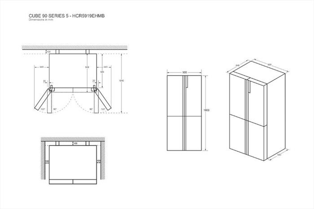 "HAIER - Frigorifero 4 porte HCR5919ENMB Classe E 528 lt-Nero"