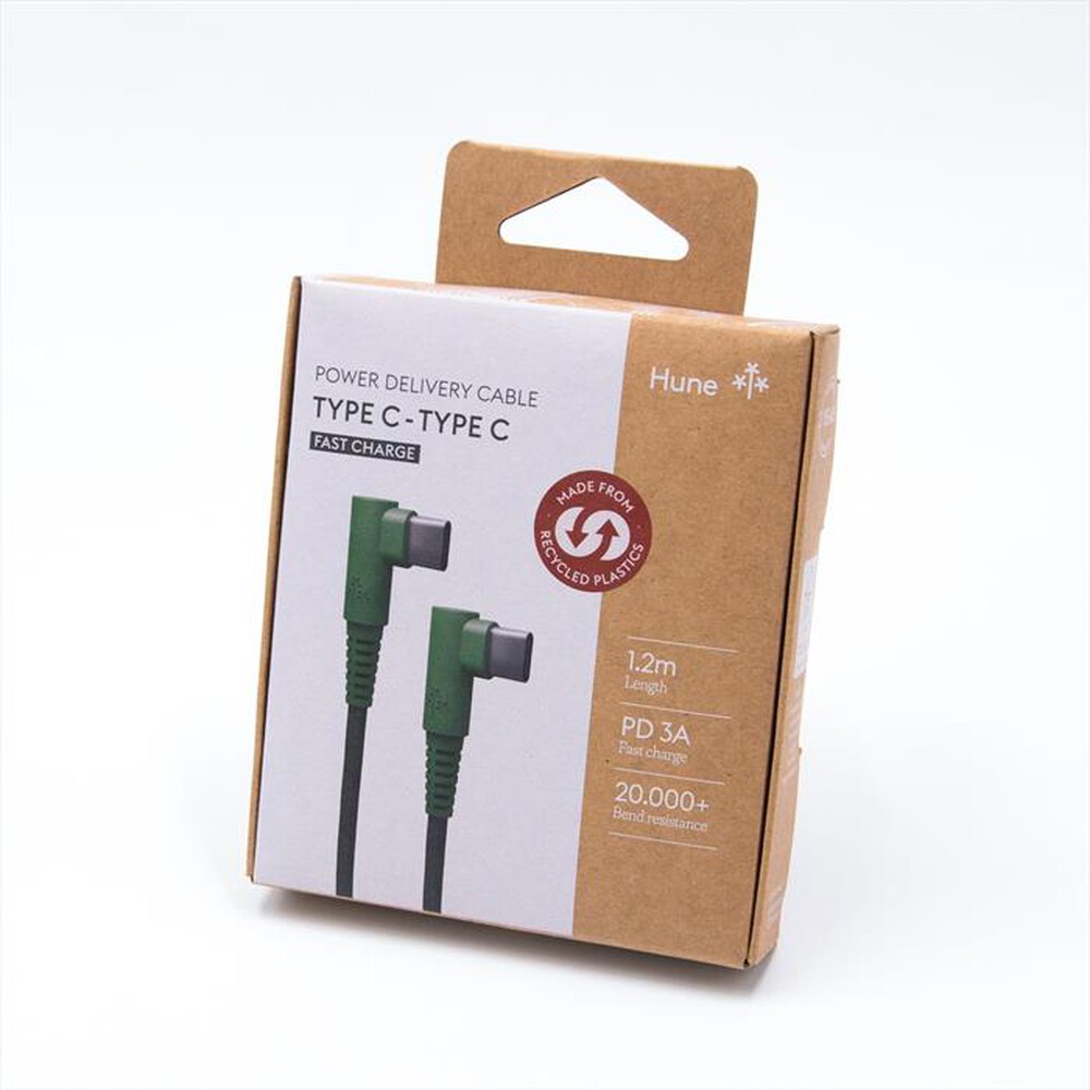 "HUNE - Cavo da USB-C a USB-C HIEDRA-CC-Verde Foresta"