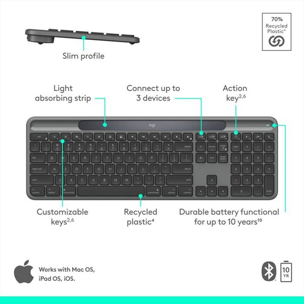 Immagine del prodotto LOGITECH - Tastiera Wireless SIGNATURE SLIM SOLAR+-Graphite