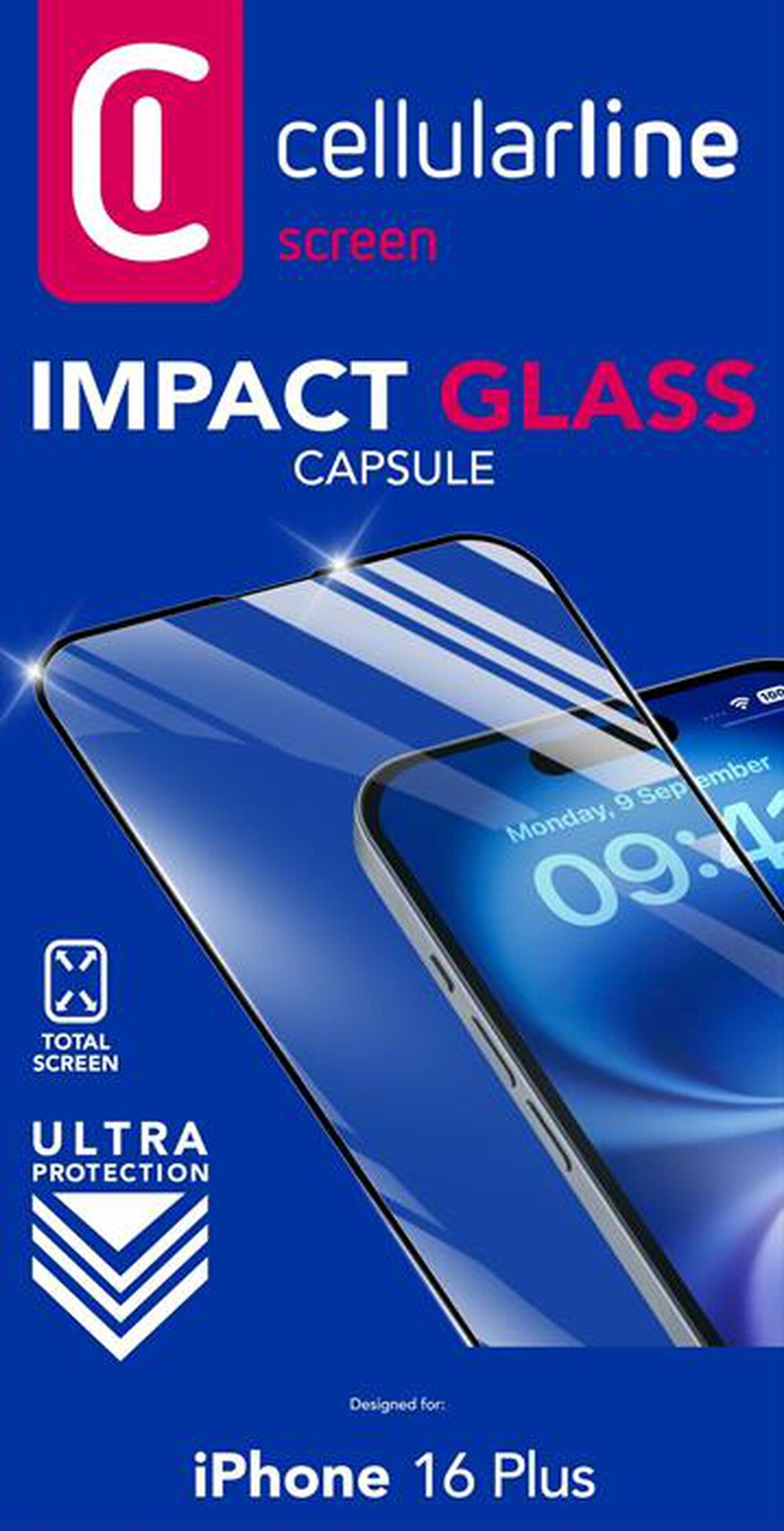 Immagine del prodotto CELLULARLINE - IMPACT GLASS CAPSULE - IPHONE 16 PLUS-Transparent