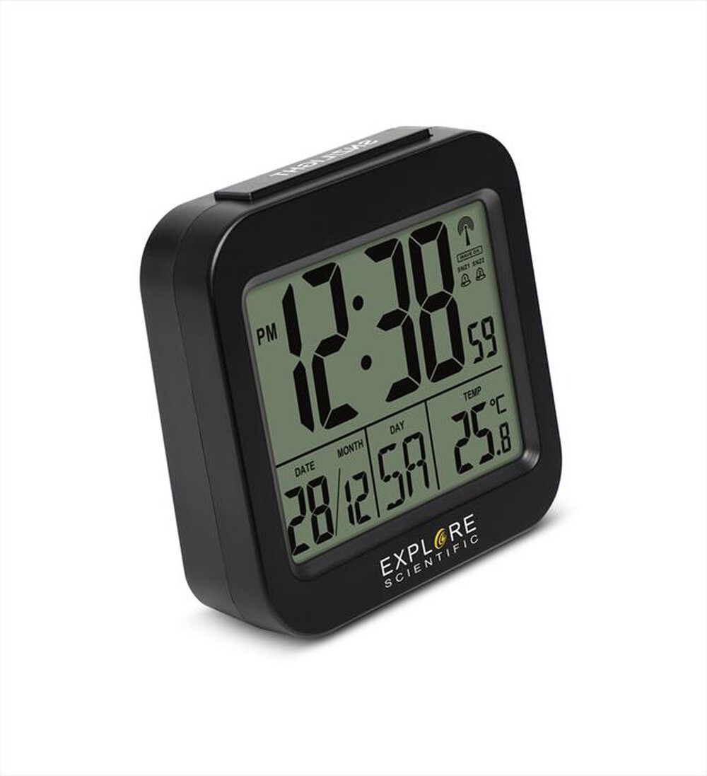 "EXPLORE SCIENTIFIC - RDC1008 OROLOGIO RADIOCONTROLLATO DA VIAGGIO,-Black"