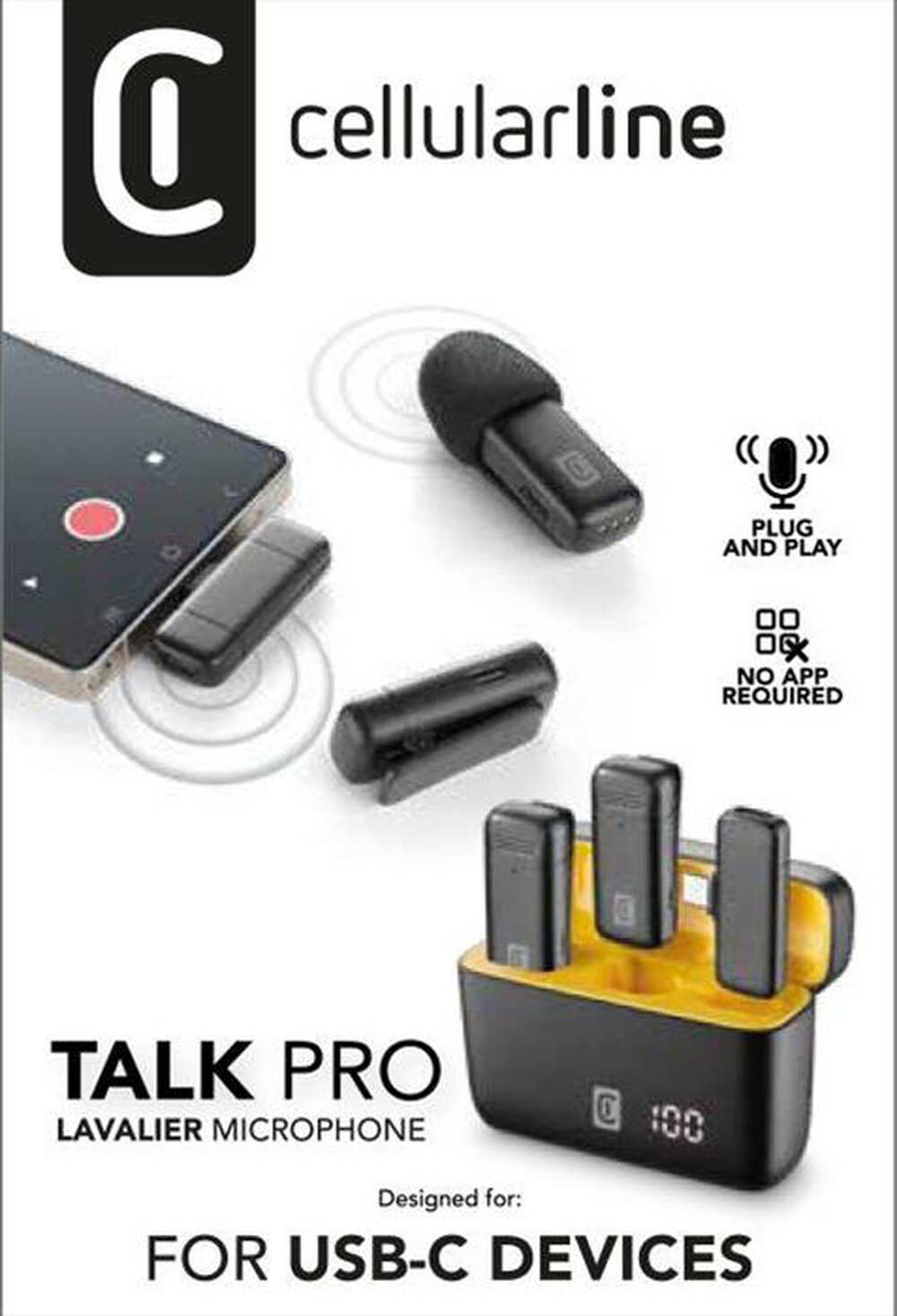 Immagine del prodotto CELLULARLINE - Talk Pro Kit di due microfoni e un ricevitore-Nero