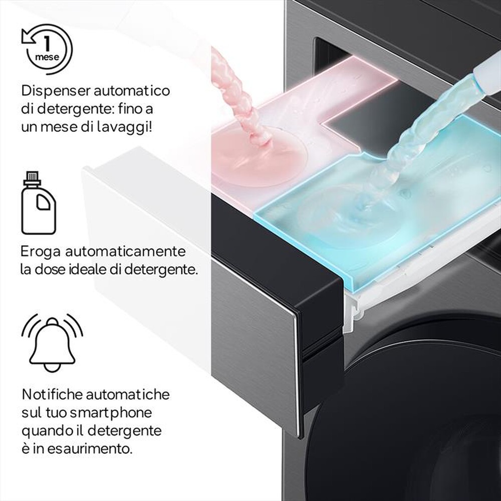 Immagine del prodotto SAMSUNG - Lavatrice WF90F09C4SU3 9KG Classe A-Dark Silver Steel - obl&ograve; Nero