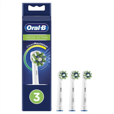 ORAL-B - Testine Crossaction Con CleanMaximiser, 3 Pezzi - Bianco