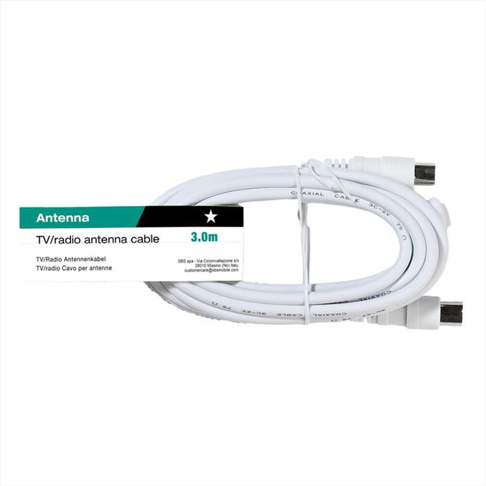 Immagine del prodotto SBS - Arial lead 3m coax-plugcoax-socket,-Bianco