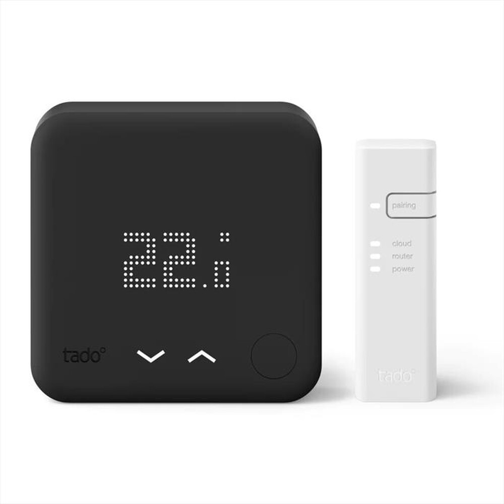 "TADO - Termostato Intelligente + Placca da muro-Nero"