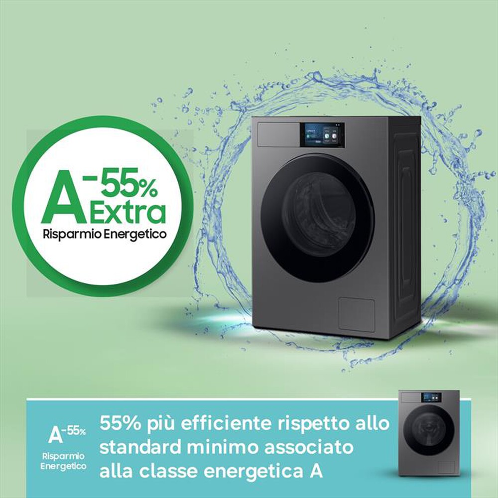 Immagine del prodotto SAMSUNG - Lavatrice WF90F09C4SU3 9KG Classe A-Dark Silver Steel - obl&ograve; Nero