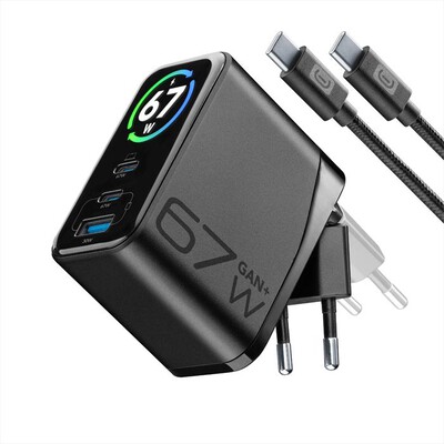 CELLULARLINE - Caricabatterie da rete POWERVIEW IQ KIT ACH 67W-Nero