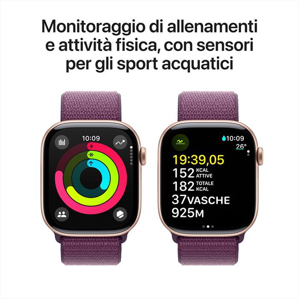 "APPLE - Watch Series 10 GPS 46mm Alluminio-Oro Rosa - Sport Loop Prugna"