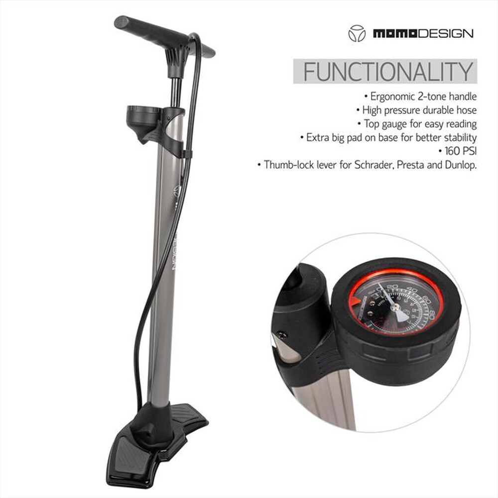 "MOMODESIGN - Pompa per bicicletta FP01-ACCIAIO-PLASTICA"