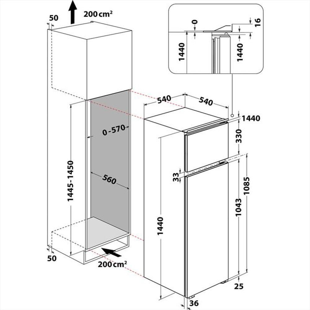 Immagine del prodotto INDESIT - Frigorifero incasso IN D 2040 AA Classe F 226lt