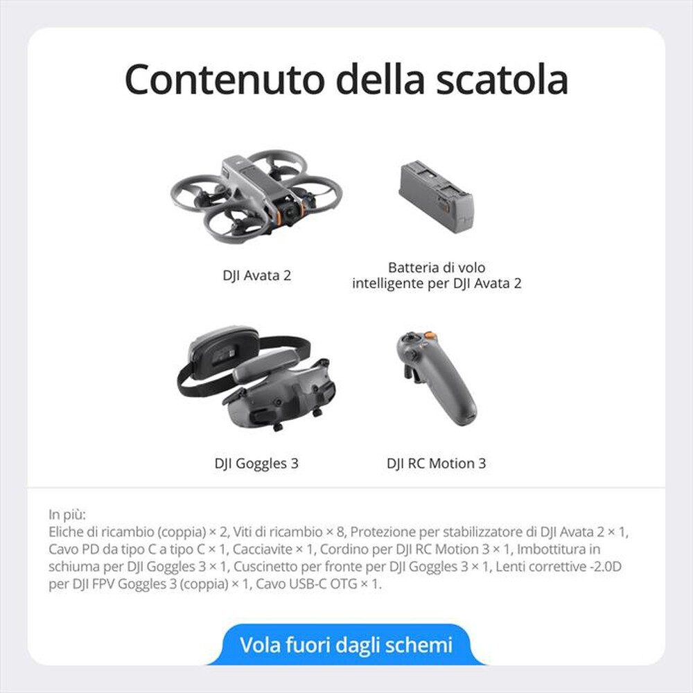 "DJI - Drone AVATA 2 COMBO 1 BATTERIA-Grigio"