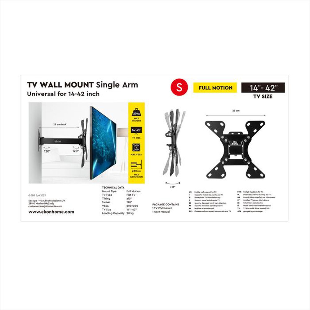 "SBS - Supporto TV ECTVOR42INCH20KG"