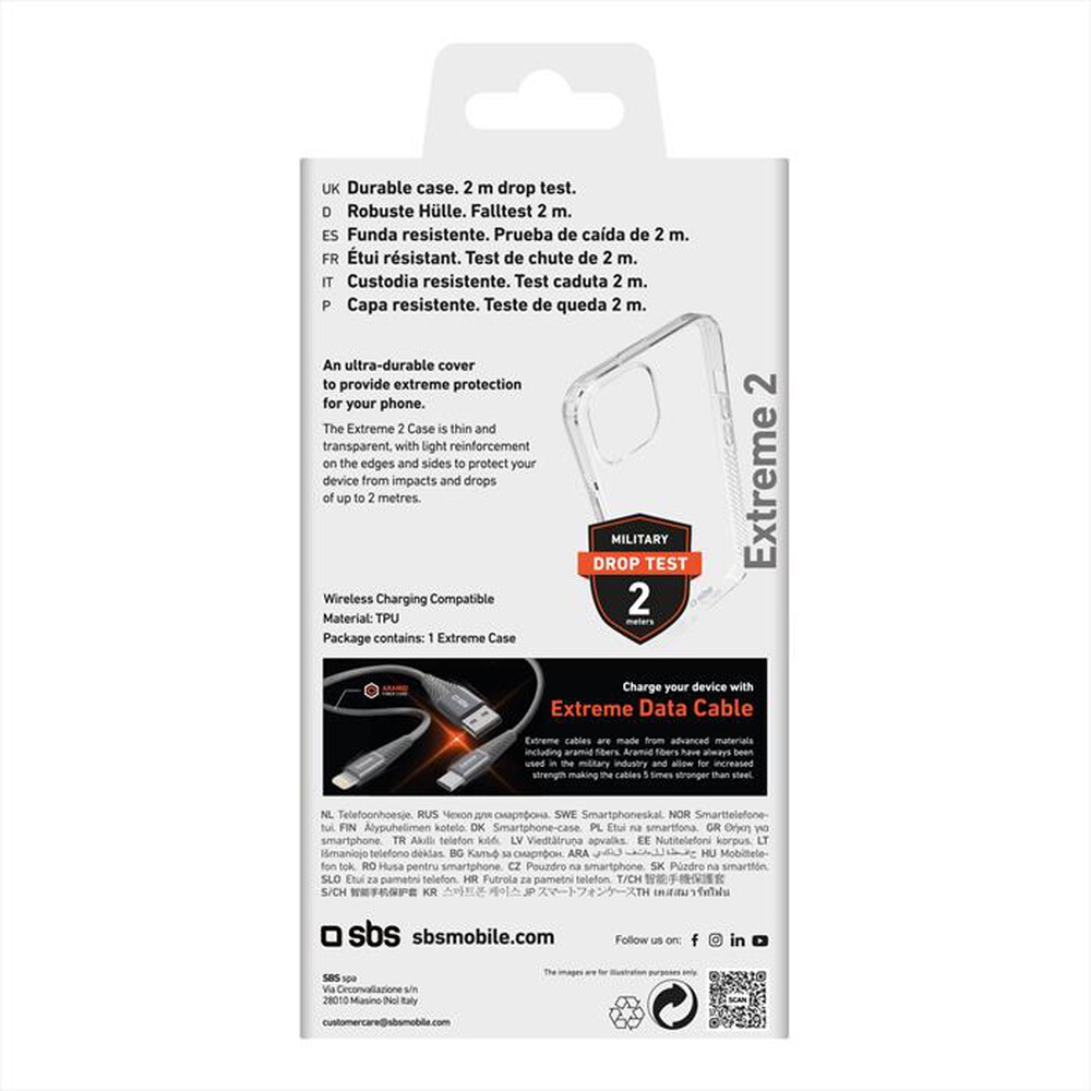 "SBS - Cover Extreme 2 TEUNBKEX2IP1561 per iPhone 15-Trasparente"