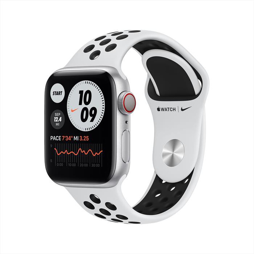 "APPLE - Watch Nike Series 6 GPS+Cell 40mm All Silver-Sport Pure Platinum/Black"