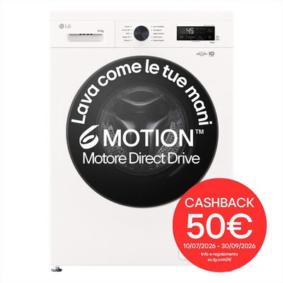 LG - Lavasciuga W4NX1095NWB 6 MOTION 9/5KG Classe A-Essence White