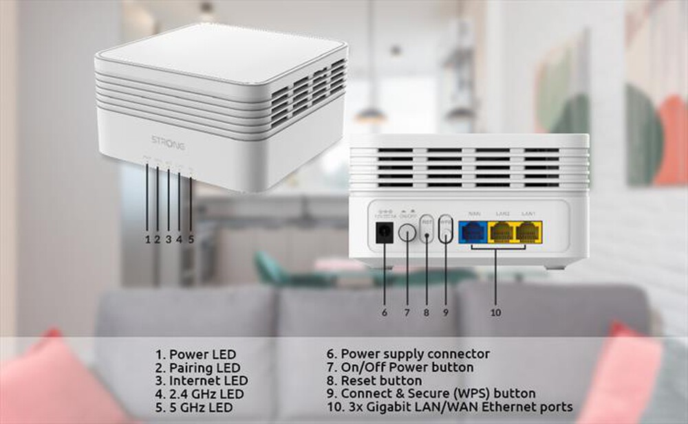 "STRONG - Wi-Fi Mesh Home Kit 3000 MESHKITAX3000-bianco"