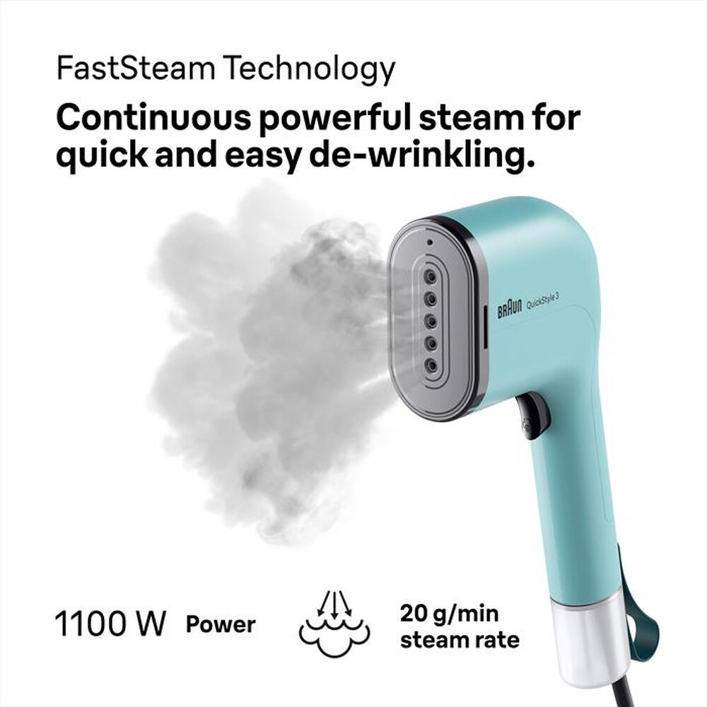 Immagine del prodotto BRAUN - STIRATORE VERTICALE QUICKSTYLE 3 GS3013GR-VERDE TIFFANY