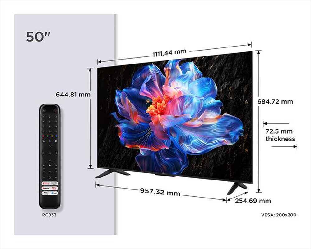 "TCL - Smart TV LED UHD 4K 50\" 50P69K-Nero"