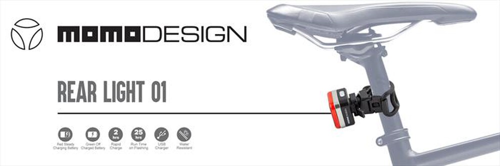 Immagine del prodotto MOMODESIGN - Luce-fanale posteriore RL01 per bici e monopattini-Plastica