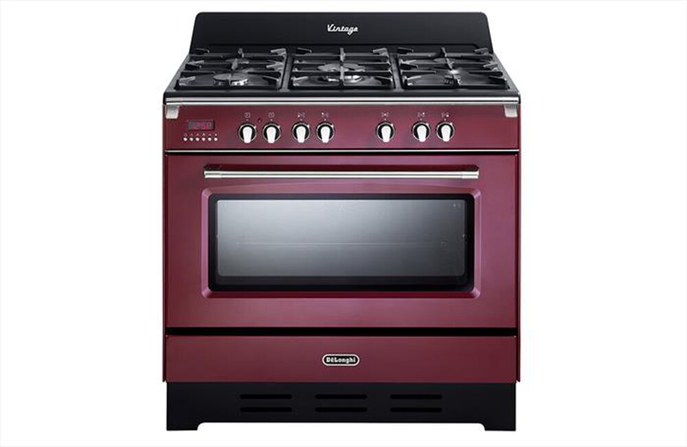 "DE LONGHI - Cucina a gas MEM 965 RA ED Classe A-rosso bordeaux"