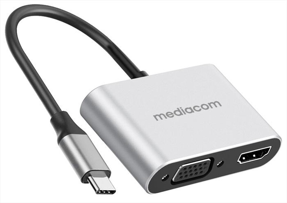 "MEDIACOM - Convertitore Type-C to HDMI o VGA MD-C308-Silver"
