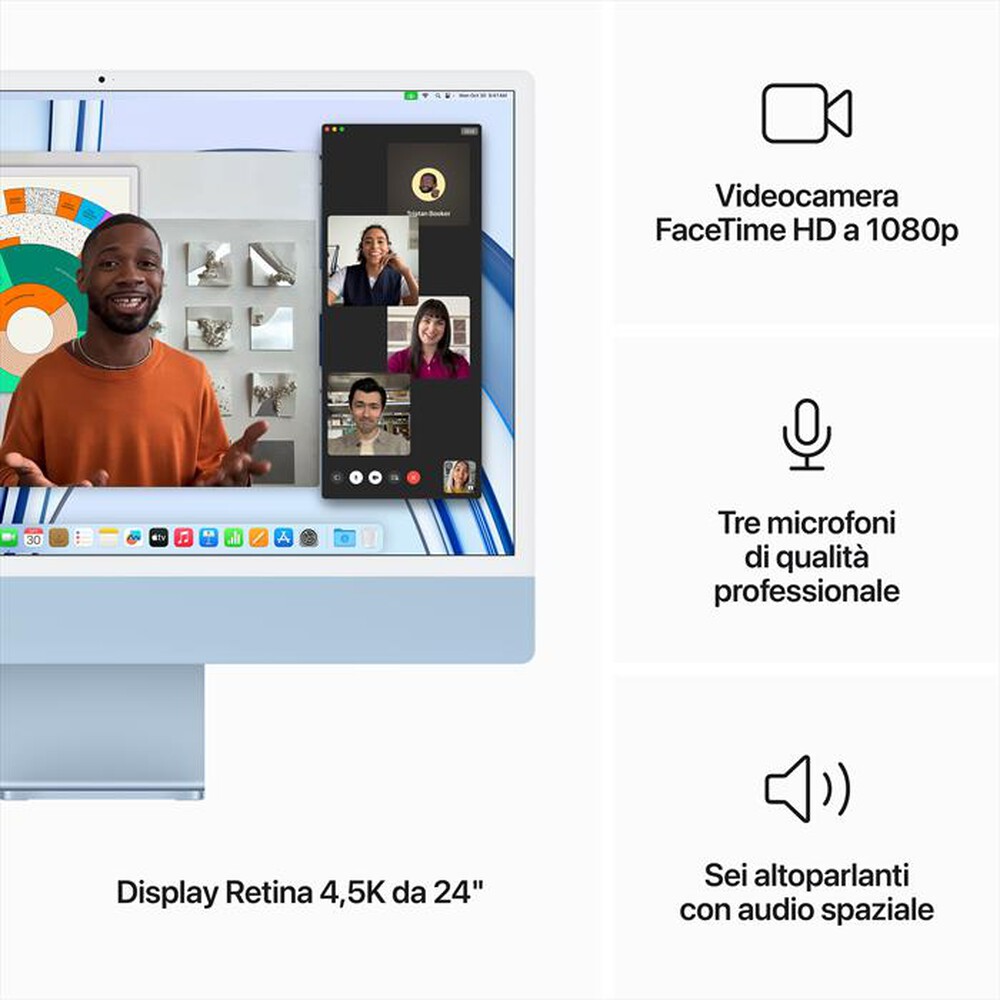 "APPLE - IMAC RETINA 24'' 4.5K M3 CORE 8 CPU 10 GPU 512GB-Blu"