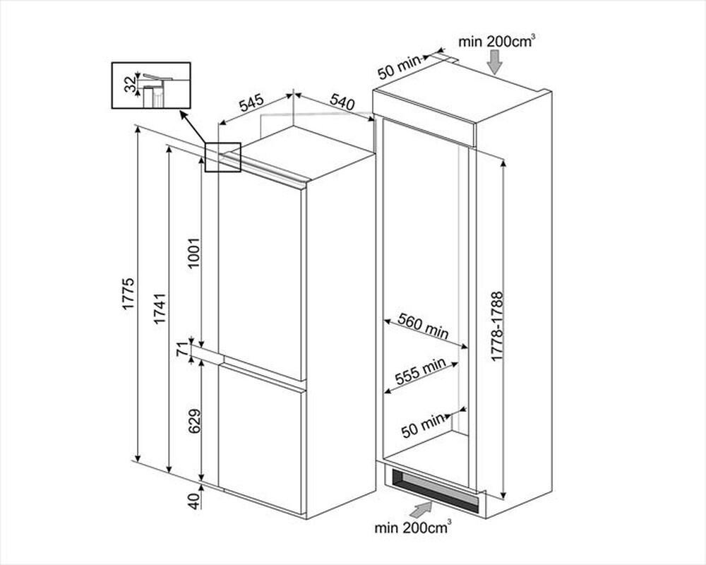 Immagine del prodotto SMEG - Frigorifero incasso CP177TNE Classe E 275lt