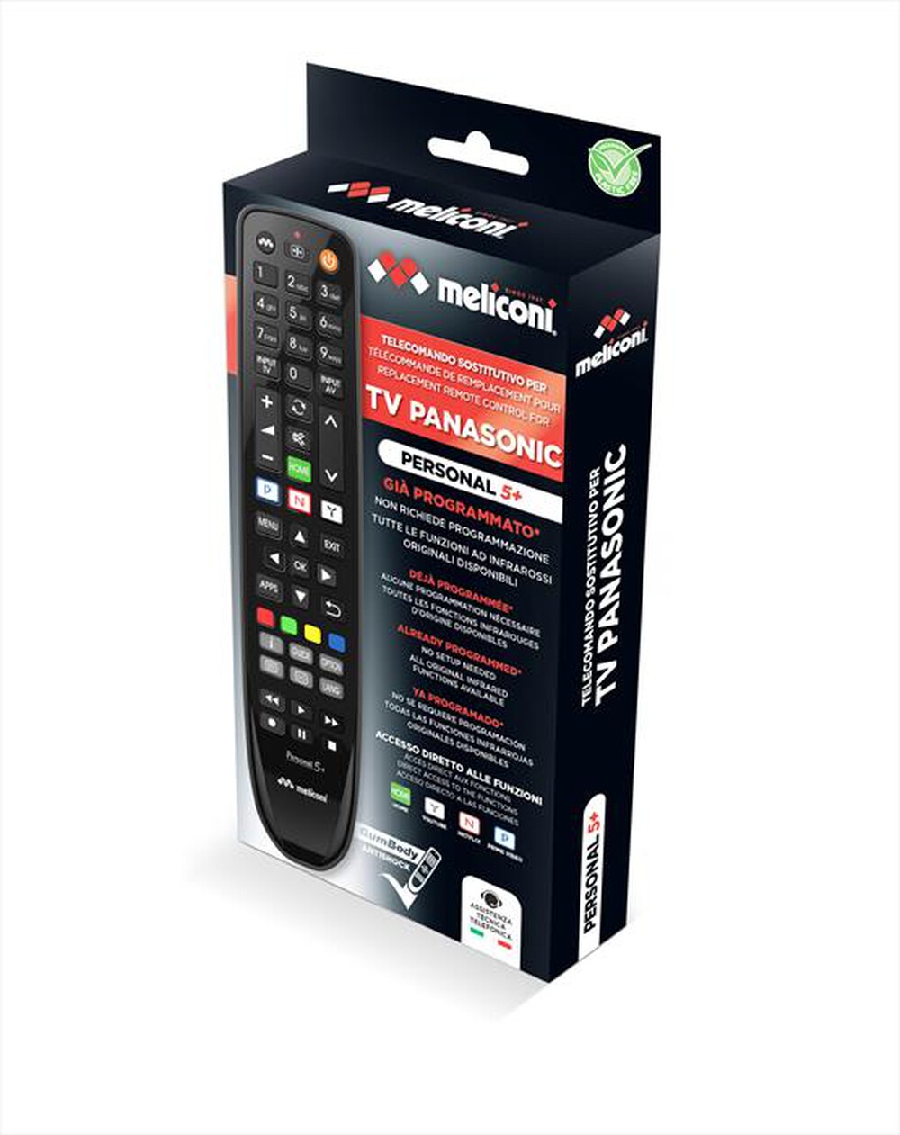 "MELICONI - Telecomando GUMBODY PERSONAL 5+ PANAS-Nero lucido / nero opaco / cor"