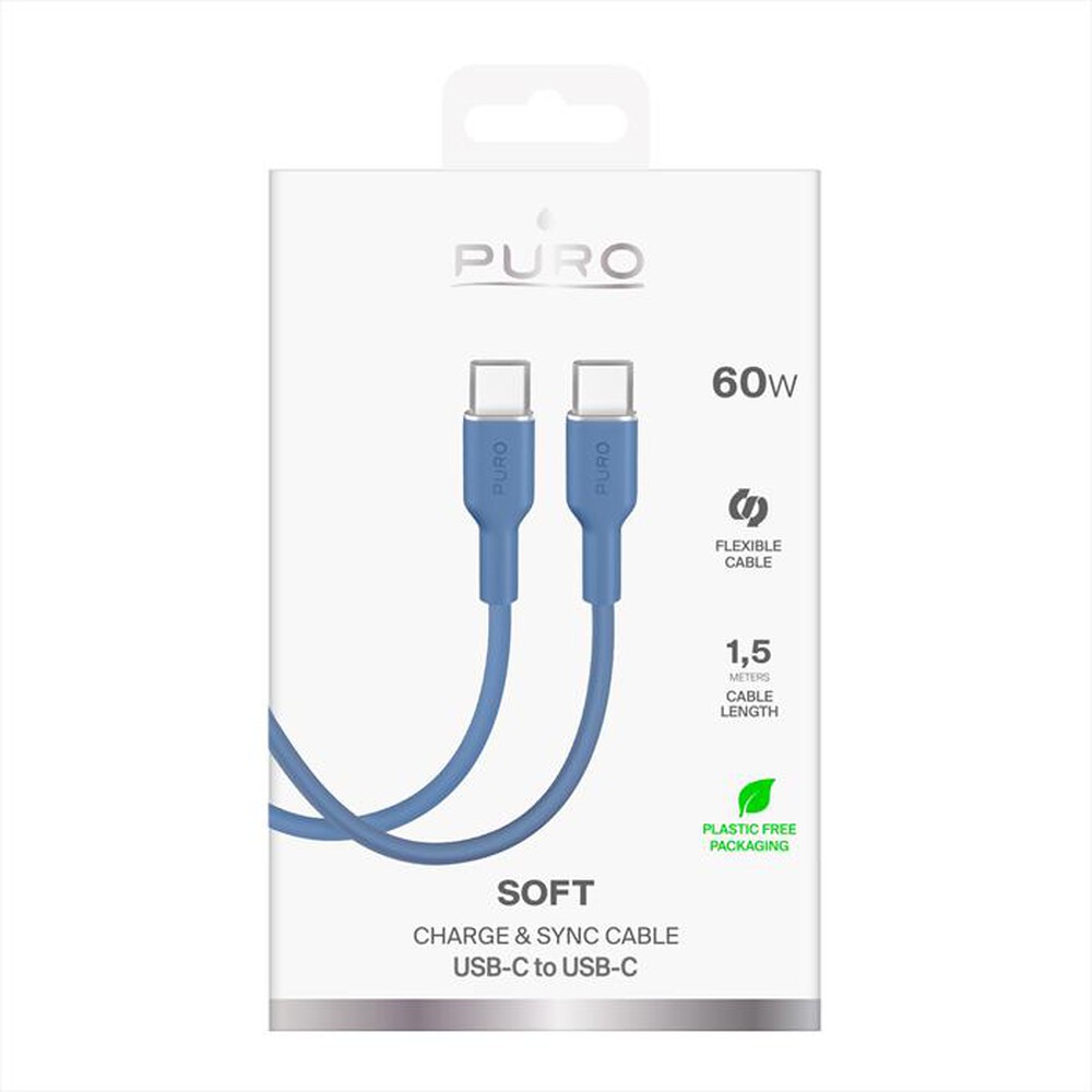 Immagine del prodotto PURO - Cavo in TPE da USB-C a USB-C, 1,5m, 2.0, 25W-Ice Blue