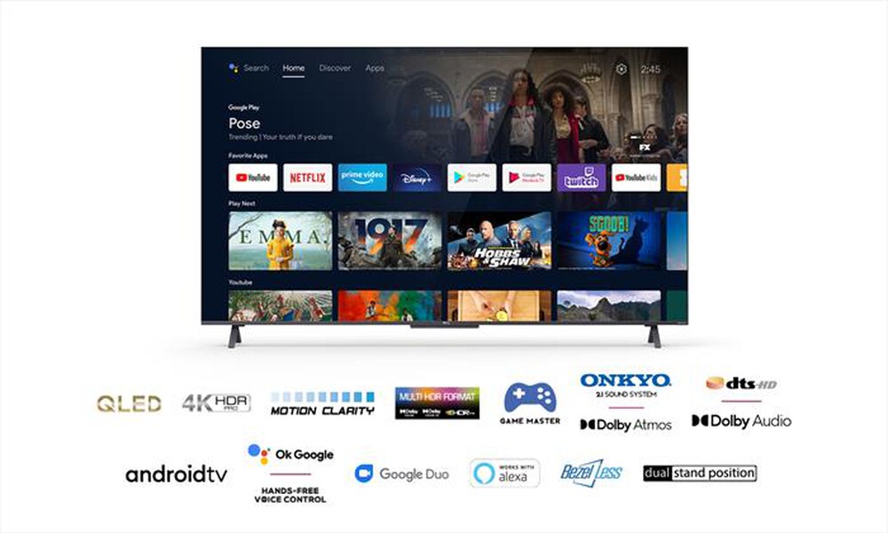 "TCL - Smart TV Q-LED 4K 43\" 43C725-Alluminio spazzolato"