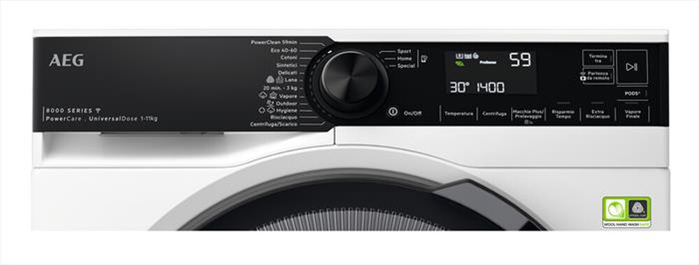 "AEG - Lavatrice LR8H114BY 11 Kg Classe A-Bianco/oblò nero"