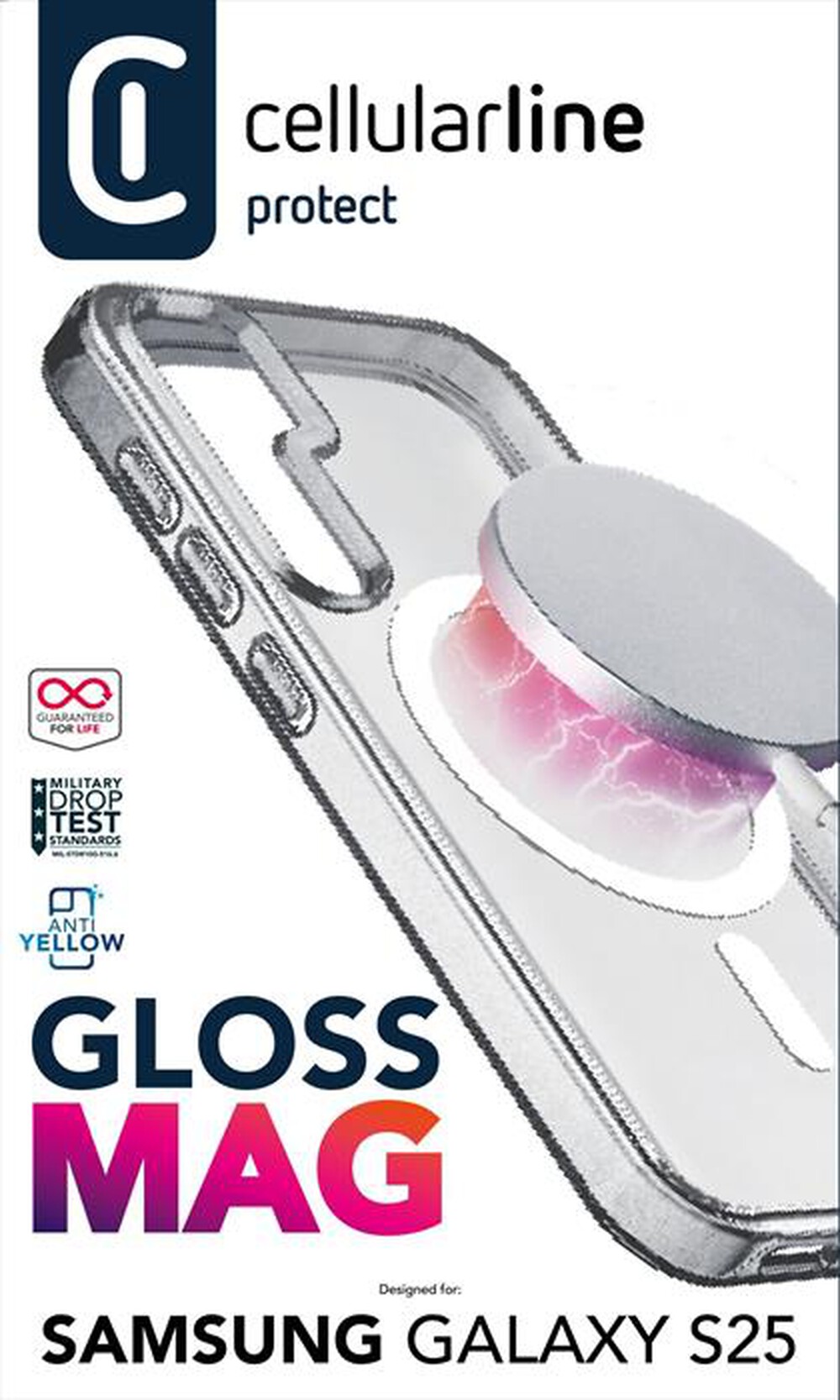 Immagine del prodotto CELLULARLINE - Custodia magnetica GLOSS MAG per Galaxy S25-Trasparente