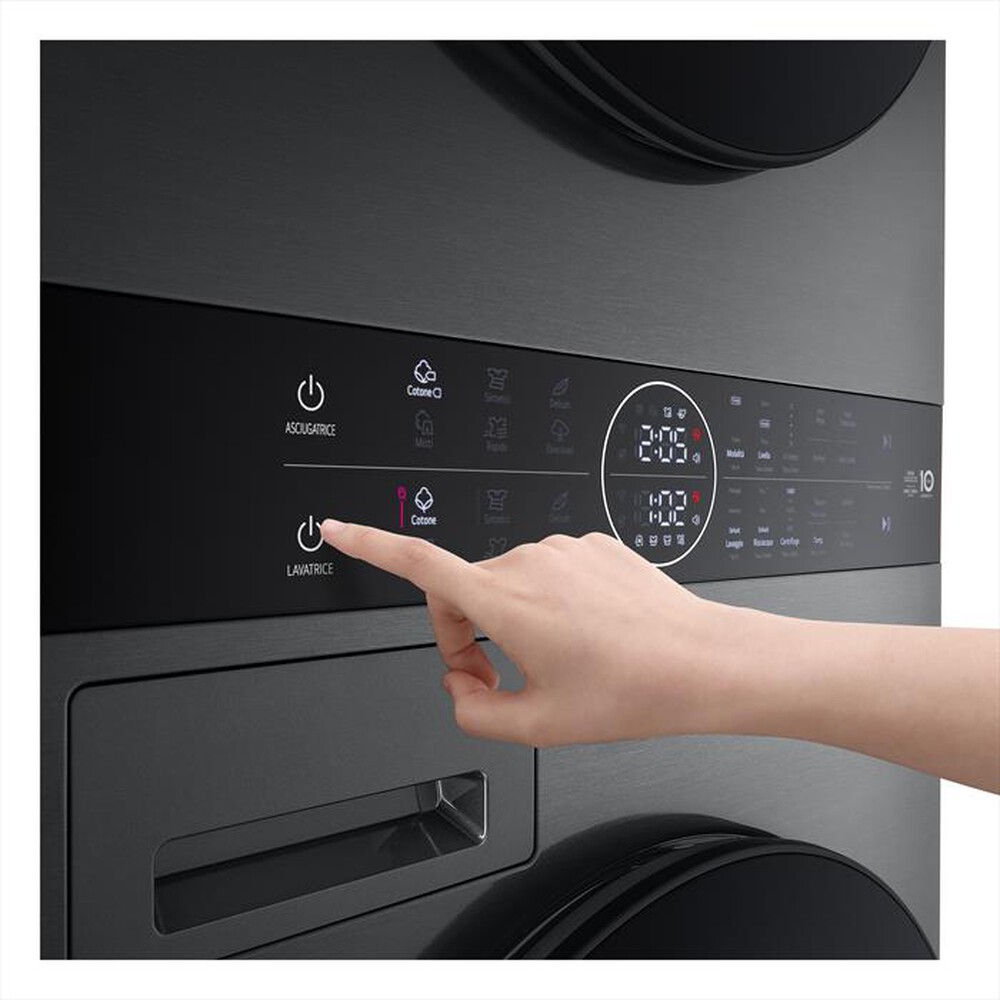 "LG - Lavasciuga WASHTOWER WT1210BBF 12/10 Kg Classe A-Platinum Black"