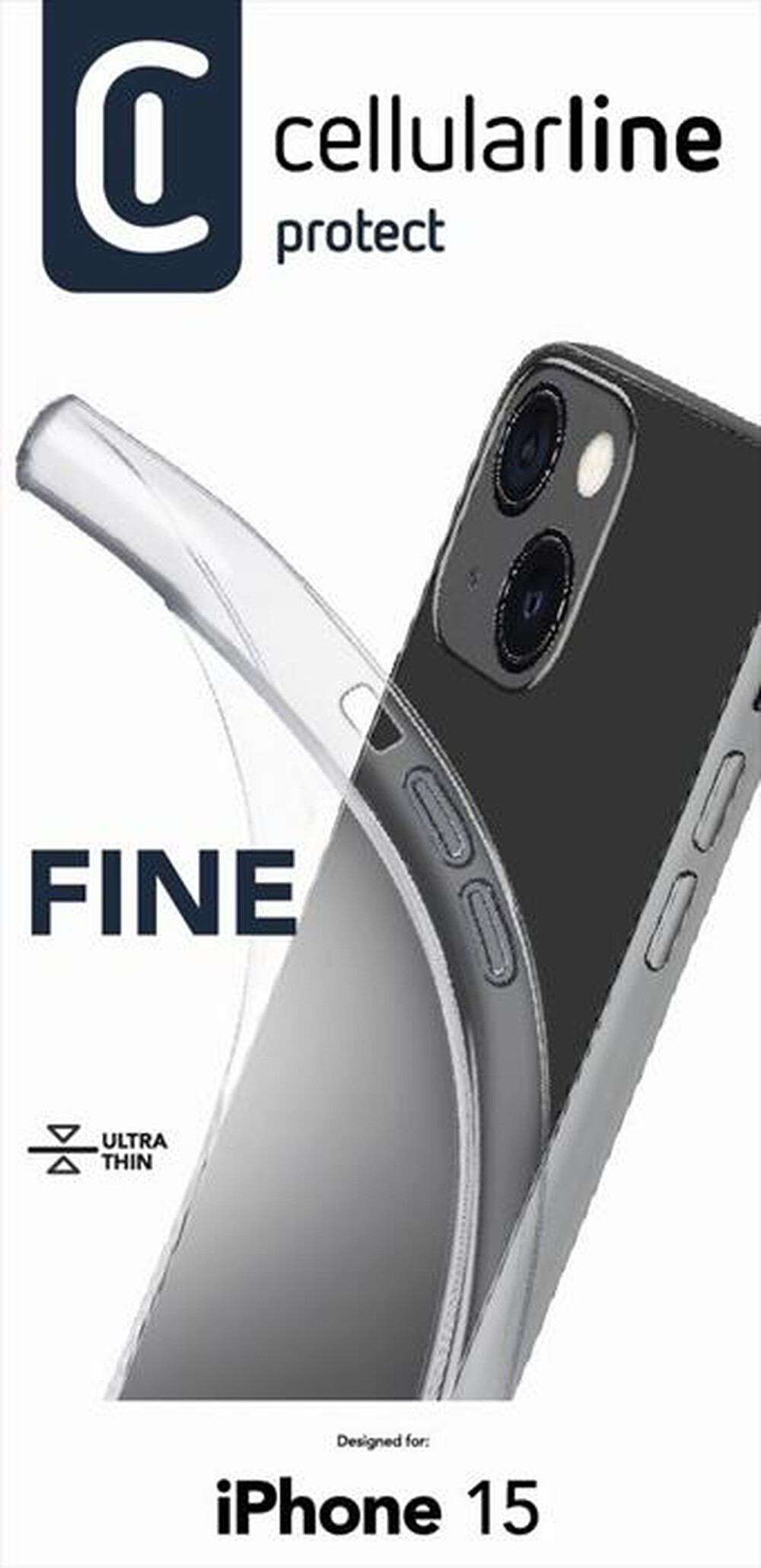 CELLULARLINE - Custodia Back FINECIPH15T per iPhone 15-Trasparente