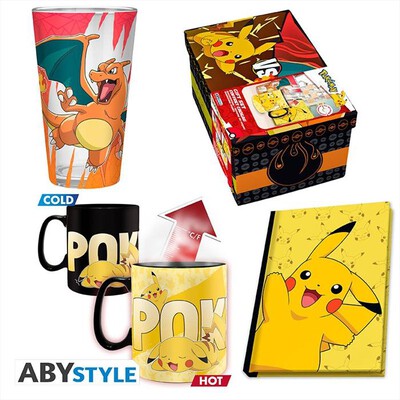 ABYSSE - POKEMON- SET BICCHIERE L+TAZZA + QUADERNO "PIKACHU-multicolore