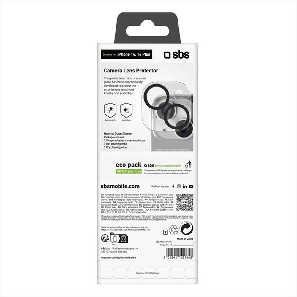 "SBS - Camera screenglass TECAMGLIP14K iPhone 14/14 Max-Trasparente"