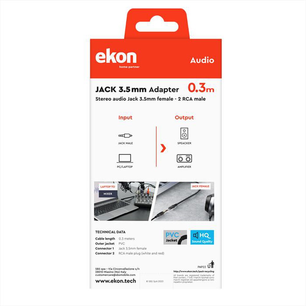 "SBS - ECAJACK2RCA03FM-Nero"
