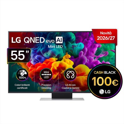 LG - Smart TV QNED EVO AI MINILED 4K 55" 55QNED86B6B-Charcoal Black