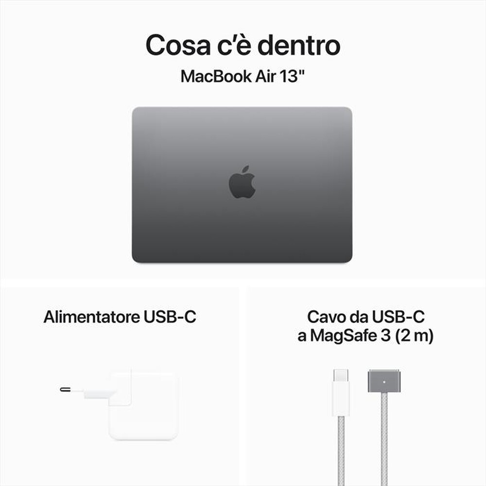 "APPLE - MACBOOK AIR 13'' M3 CORE 8 CPU CORE 8 GPU 256GB-Grigio Siderale"