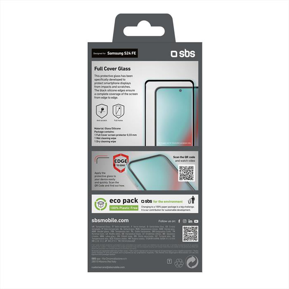 "SBS - Full cover glass Samsung S24 FE TESCRFCSAS24FE-Nero"