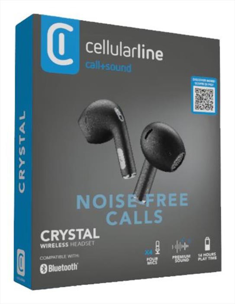 "CELLULARLINE - Auricolare Bluetooth BTCRYSTALTWSK-Nero"