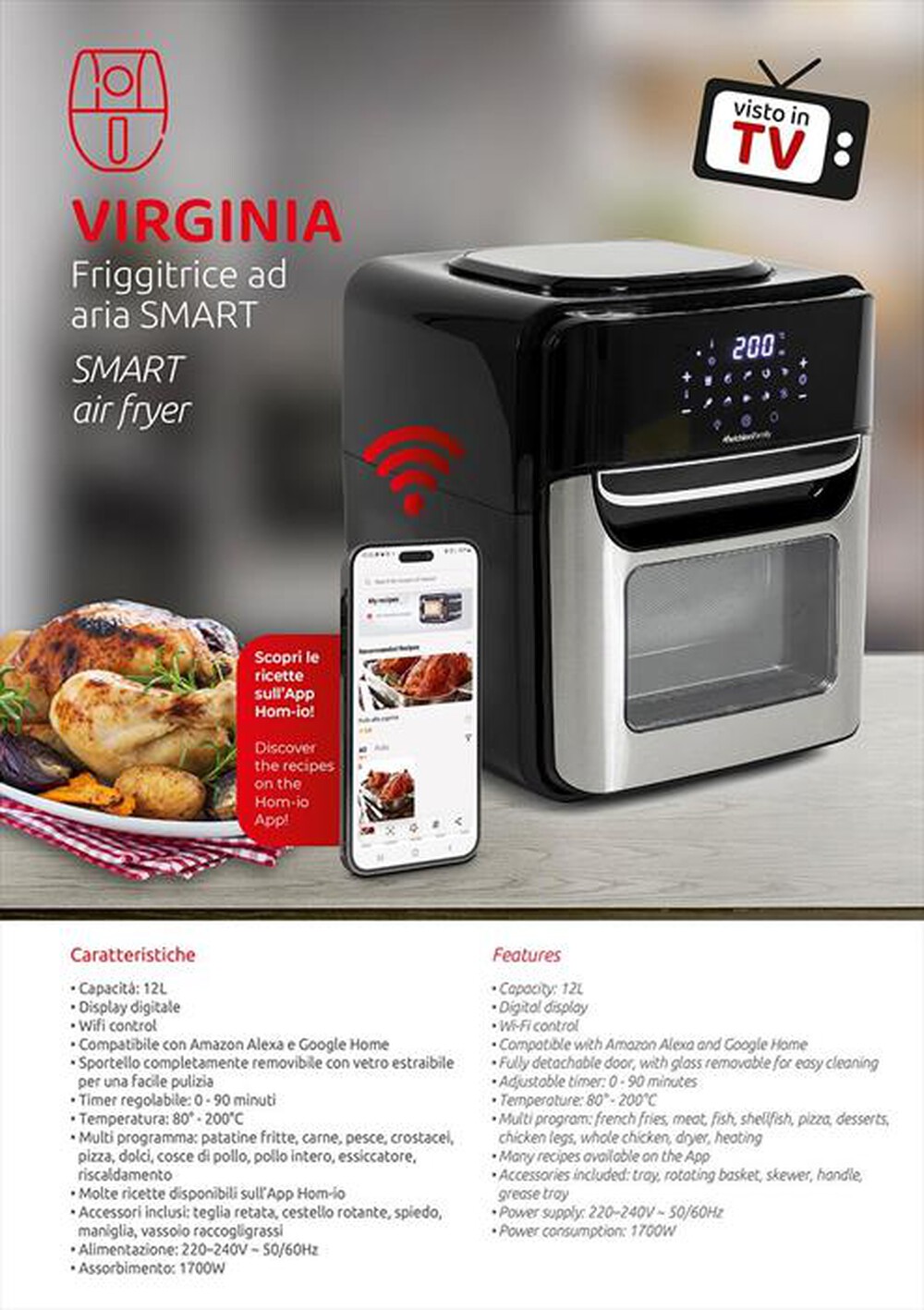 Immagine del prodotto MELCHIONI FAMILY - Friggitrice ad aria VIRGINIA-nero